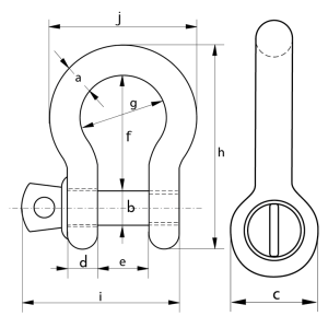 GREEN PIN STANDARD BOW SHACKLES WITH SCREW COLLAR PIN